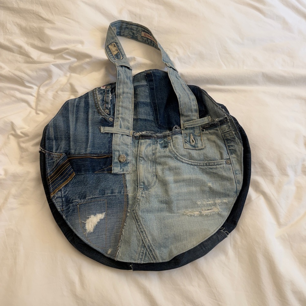 Levi's Patchwork Denim Round Tote - Light & Dark Blue - Picture 2 of 2